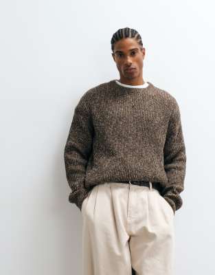 Selected Knit Sweater In Brown