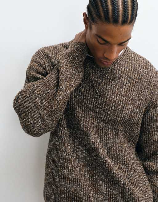 Selected knit sweater in speckled brown, 5 of 5