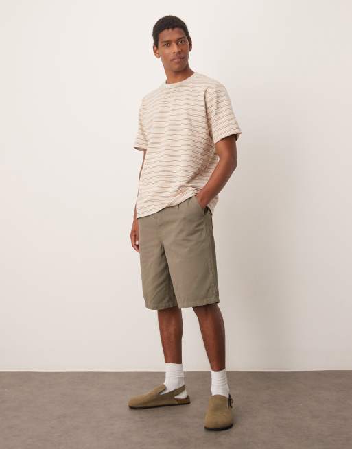Selected knit T-shirt in cream stripe 