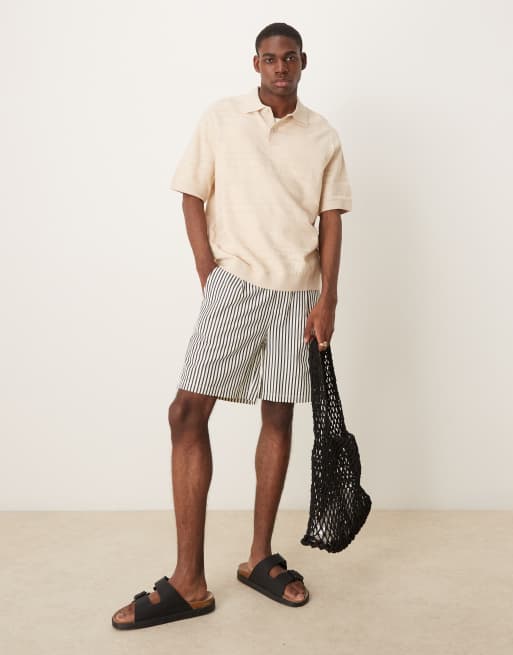Selected knit texture polo in cream , 2 of 4
