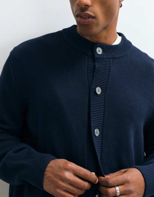 Selected knit v-neck cardigan in navy, 3 of 5
