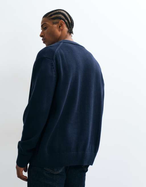 Selected knit v-neck cardigan in navy, 5 of 5