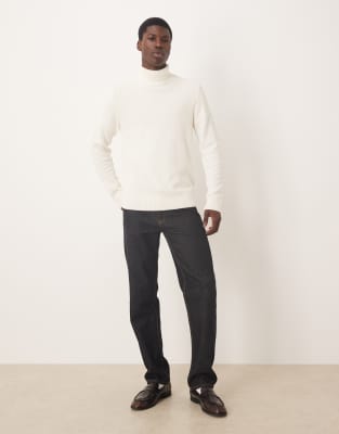 Selected Knit With Roll Neck In White
