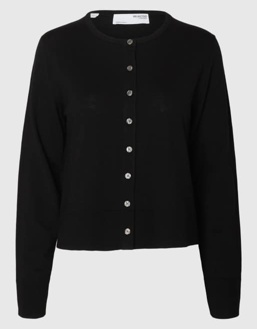 Selected Knitted cardigan in black , 6 of 6