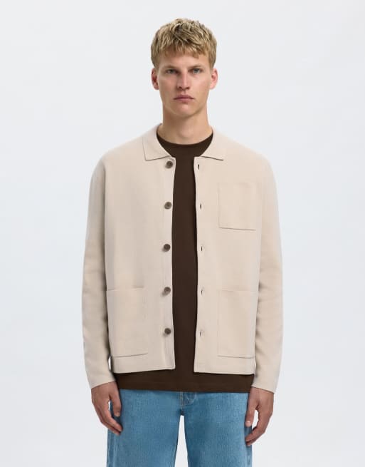 Selected Knitted cardigan in oatmeal