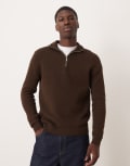 [Selected] Selected knitted half zip jumper in brown M Demitasse