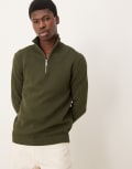 [Selected] Selected knitted half zip jumper in green S Dark Green