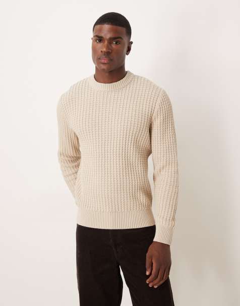 Selected knitted jumper in cream - view 1