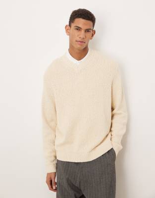 Selected knitted jumper in cream-White