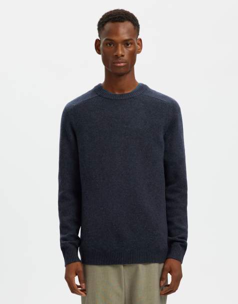 Selected Knitted jumper in dark sapphire - view 1