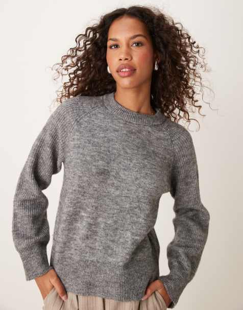 Selected knitted jumper in grey - view 1