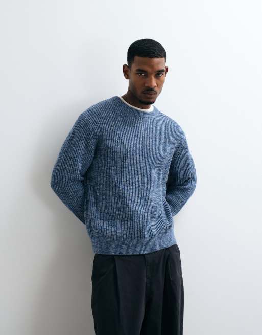 Selected knitted jumper in speckled blue, 3 of 5