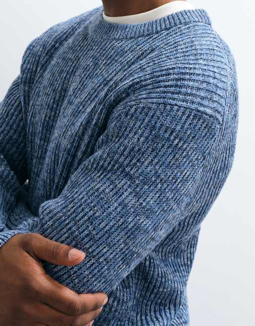 Selected knitted jumper in speckled blue, 4 of 5