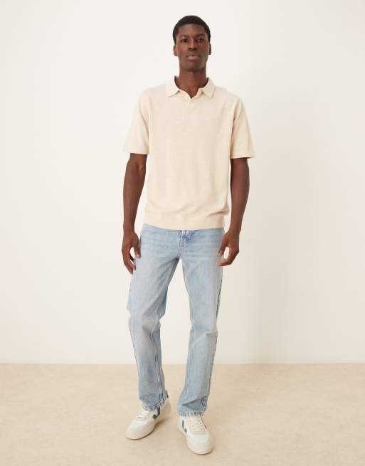 Selected knitted polo in cream , 2 of 5