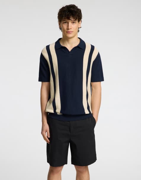 Selected Knitted polo shirt in sky captain - view 1