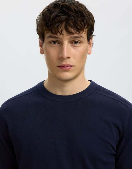 Selected Knitted top in navy blazer, 3 of 5
