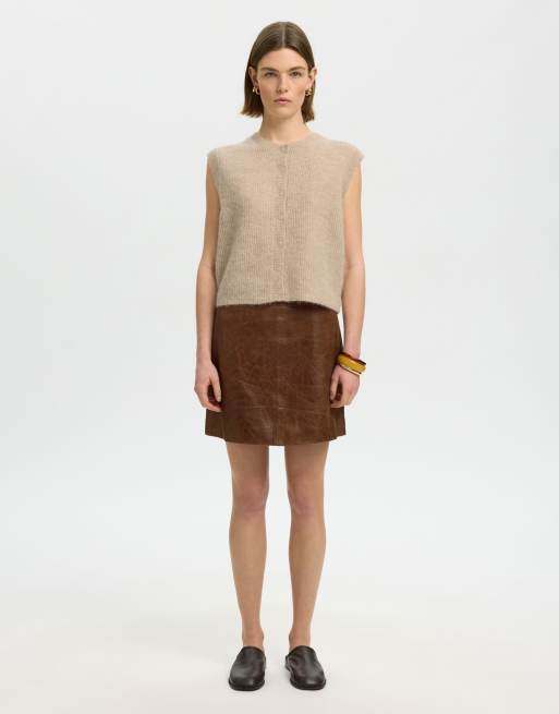 Selected Knitted vest in birch, 3 of 6