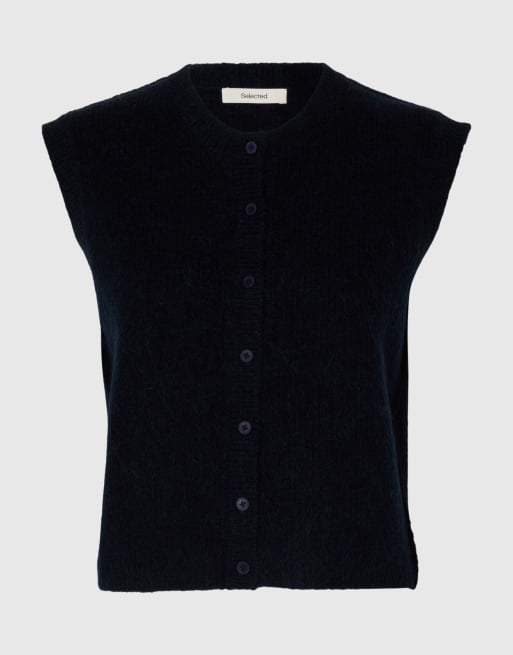 Selected Knitted vest in dark sapphire, 6 of 6
