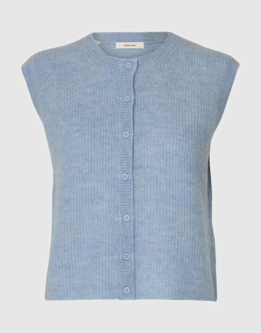 Selected Knitted vest in light blue, 6 of 6