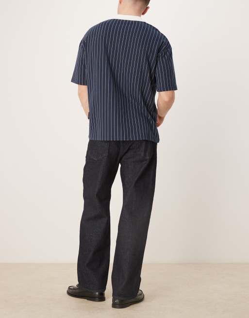 Selected Kobe loose fit pleat jeans in dark navy , 2 of 5