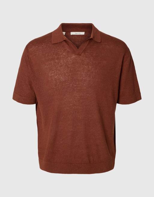 Selected – Koszulka polo w kolorze wiśniowego mahoniu, 6 z 6