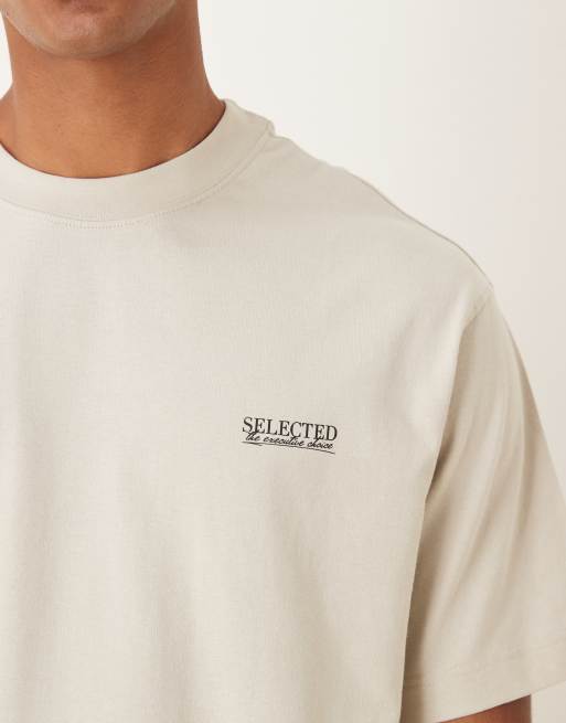Selected - Kraftig og oversized beige T-shirt, 5 af 5