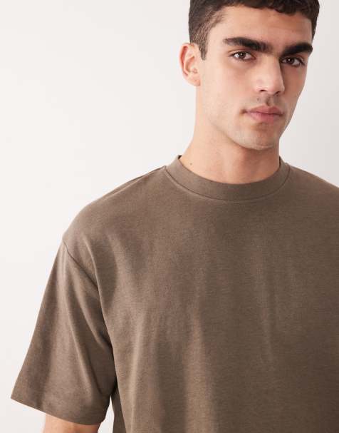 Selected - Kraftig og oversized brun T-shirt - view 1