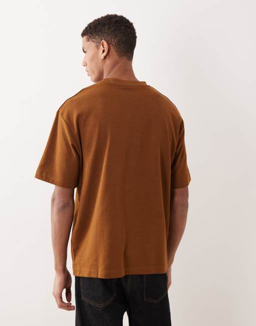 Selected - Kraftig og oversized brun T-shirt, 3 af 5