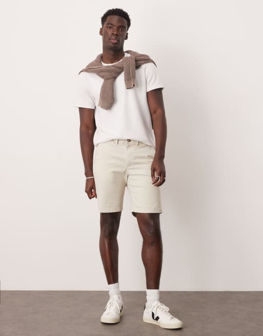 Selected – Kremowe dopasowane szorty chinosy , 5 z 5