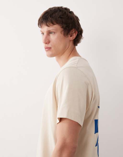 Selected – Kremowy gruby T-shirt z grafiką na plecach, 4 z 5