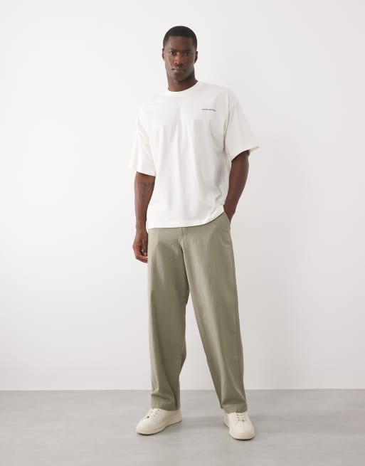 Selected – Kremowy T-shirt oversize z nadrukiem sardynek na plecach, 5 z 5