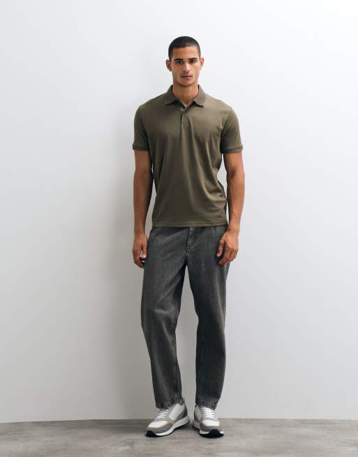 Selected kurzärmeliges Polo in Khaki, 2 von 5