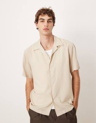 Kurzärmliges, bedrucktes Regular-Fit-Hemd in Beige-Neutral Neutral L