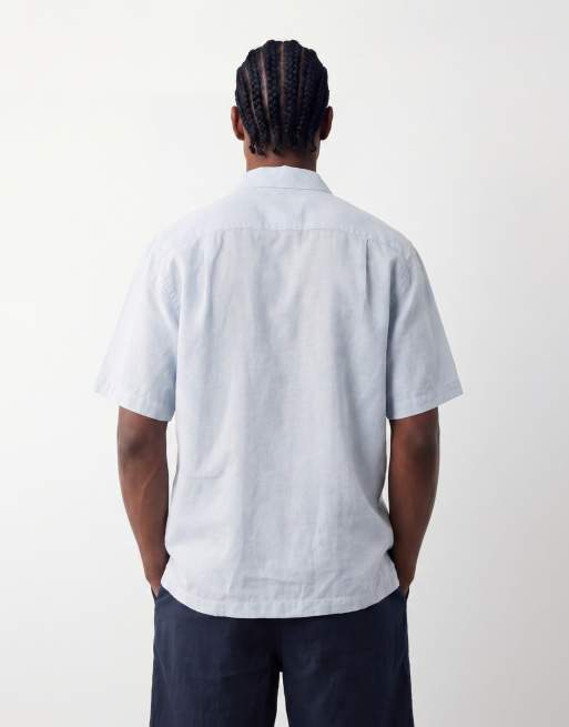 Selected – Kurzärmliges Hemd aus Leinenmix in Hellblau , 3 von 6