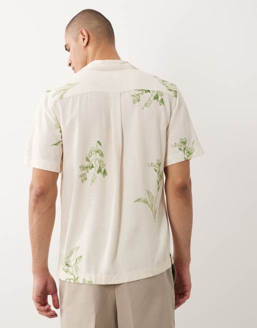 Selected – Kurzärmliges Hemd in Cremeweiß mit Blumenmuster, 5 von 5