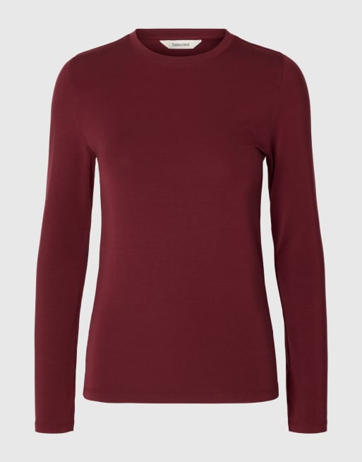 Selected långärmad t-shirt i Tawny Port, 6 av 6