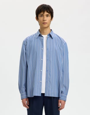 Langärmliges Hemd in Mittelalterblau Blau L