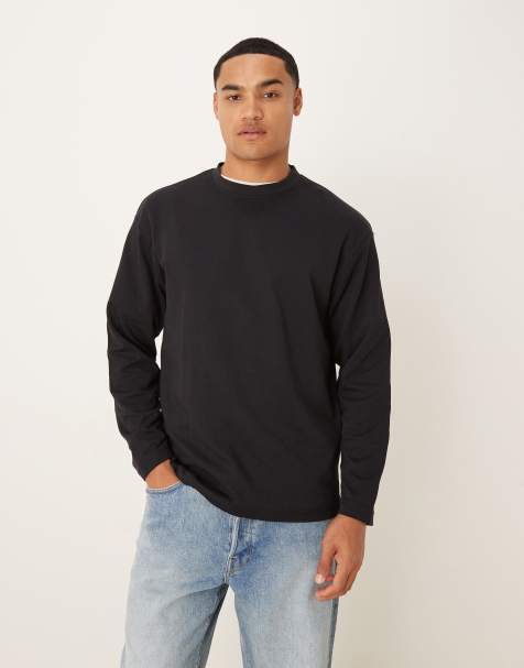 Selected – Langärmliges Oversize-Shirt aus schwerem Material in Schwarz - view 1