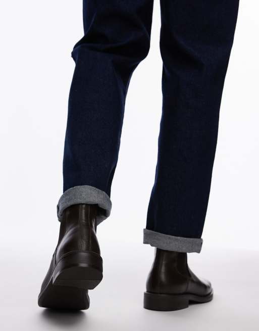 Selected Leather chelsea boots in brown , 3 of 4