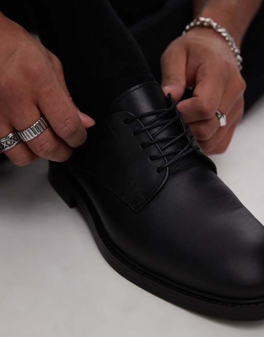 Selected Leather derby shoes in black , 2 of 4