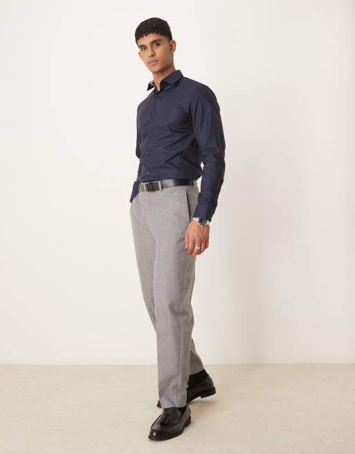 Selected – Leicht zu bügelndes, elegantes, schmal geschnittenes Hemd in Marineblau , 2 von 4