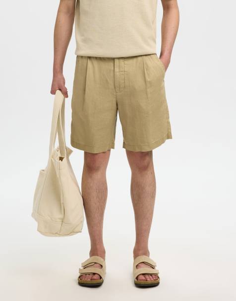 Selected – Leinen-Shorts in Savannah-Hellbraun - view 1