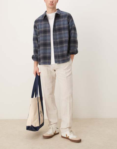 Selected Leroy straight fit linen trouser in cream - view 1