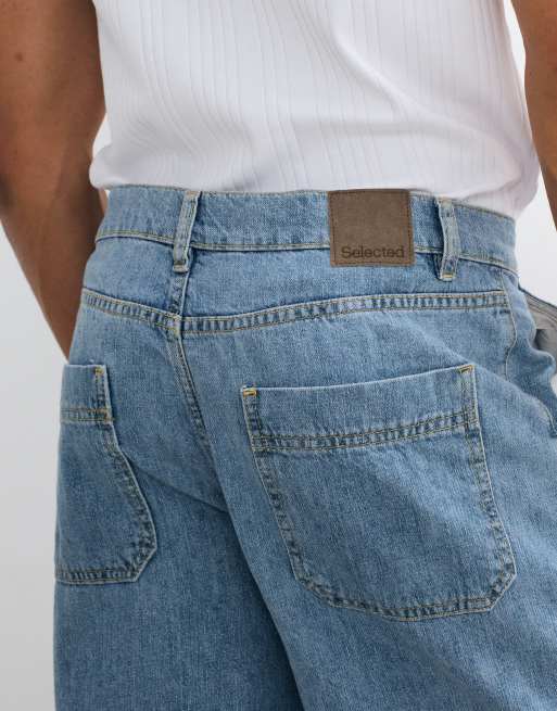 Selected lightweight denim shorts in light blue, 2 of 5