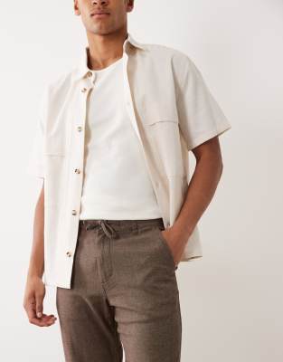 Selected Linen Blend Drawstring Pants In Gray