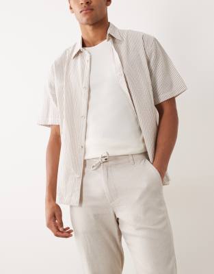 Selected Linen Blend Drawstring Pants In Multi