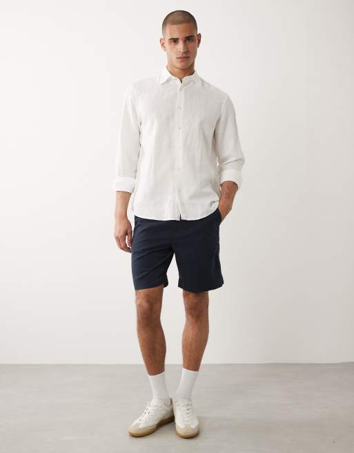 Selected linen blend long sleeved shirt in white, 2 of 5