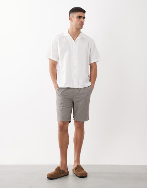 Selected linen blend short sleeve shirt in white , 2 of 5