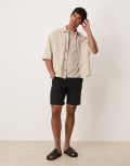 [Selected] Selected linen blend shorts in black XL Black