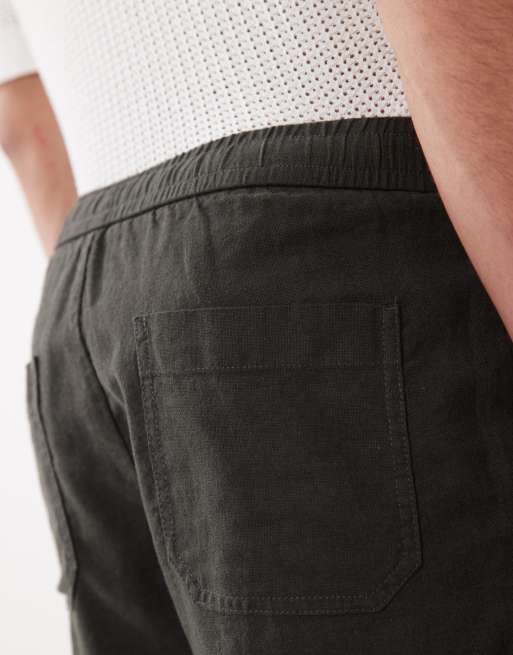 Selected linen blend shorts in brown, 5 of 5